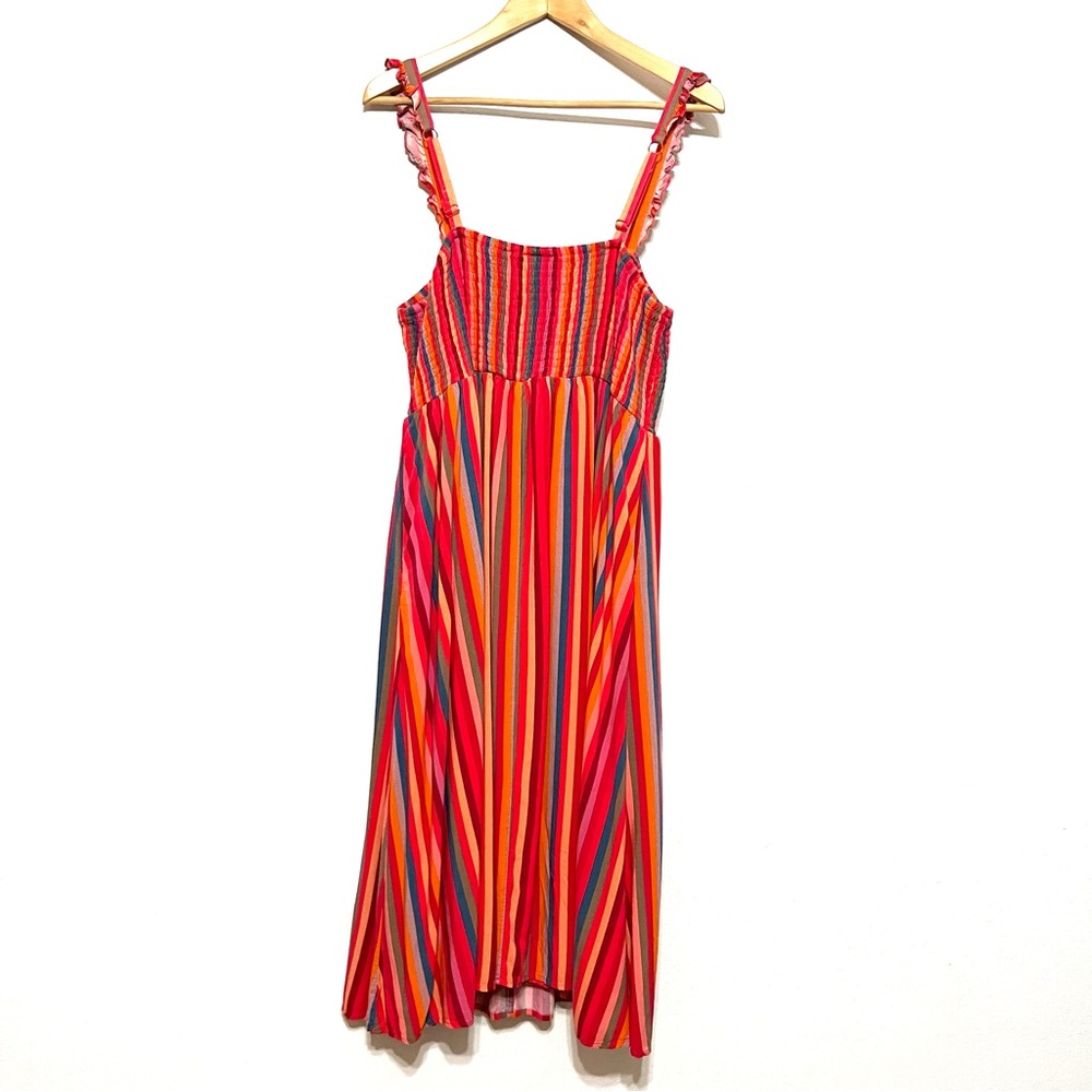 Torrid Colorful Spaghetti Strap Summer Lined Dress Self 100% Rayon Cool To Touch